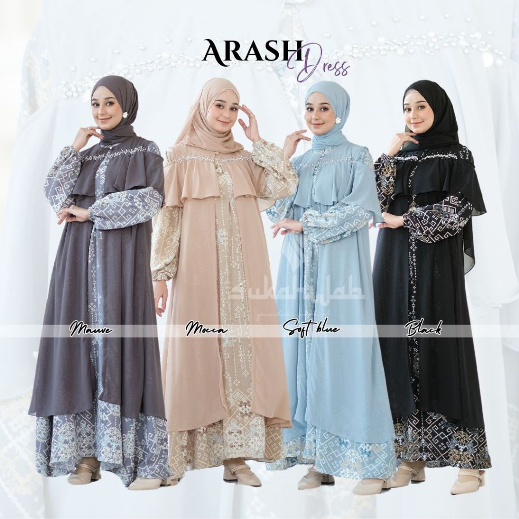 SUKAHIJAB - Arash Dress One Set Outher  Gamis Premium Etnik Syar'i Busui Friendly  Outfit Idul Adha