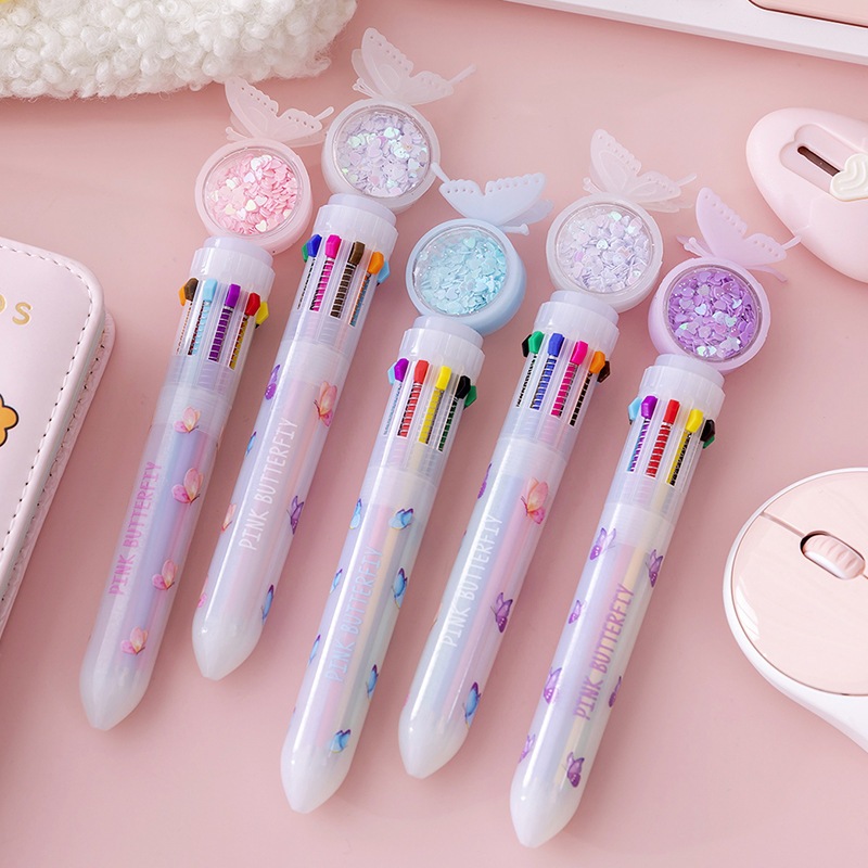 

Pulpen 10 warna kupu kupu mekanik Ballpoint motif butterfly Bolpen pen pena lucu untuk sekolah kantor pelajar Alat tulis bolpoin karakter kartun imut
