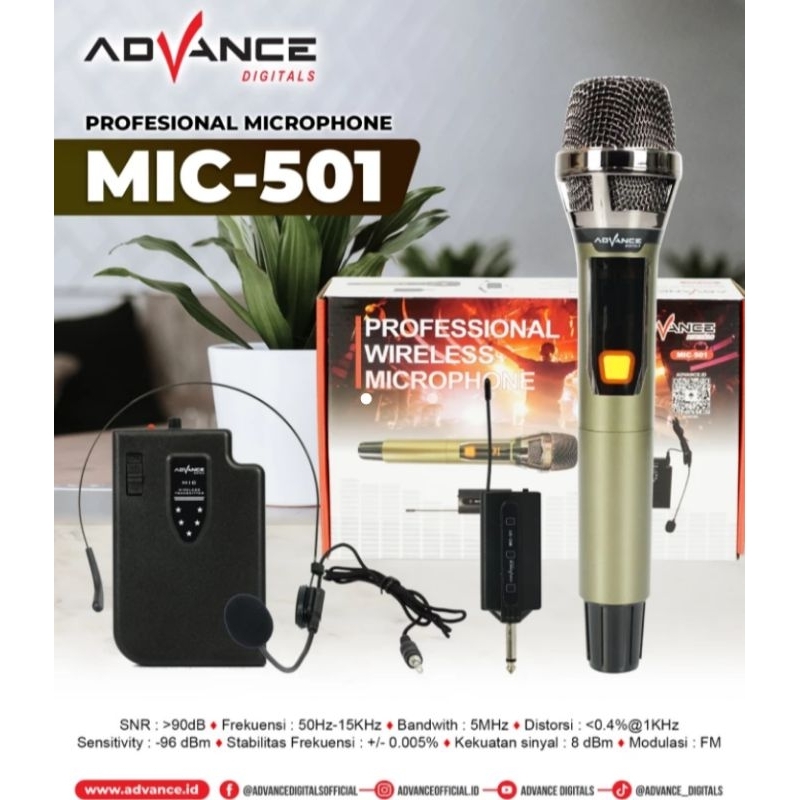 Microphone Advance MIC -501 Digital Wireless Mic Headset Mic501 Clip on