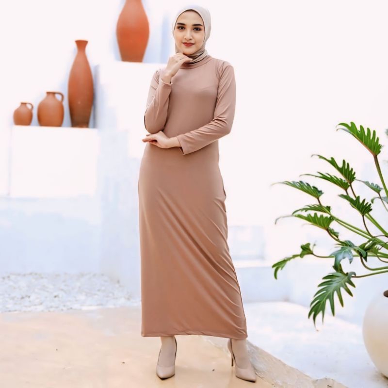 Baju Inner Manset Gamis Polos Lengan Panjang Wanita Bahan Spandek Rayon Premium Import