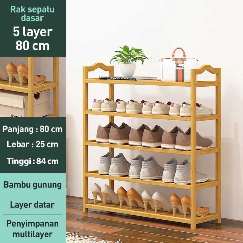 RAK SEPATU KAYU 5 TINGKAT