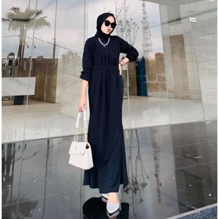 TALITA DRESS - DRESS KOREAN STYLE FIT BODY GAMIS  DRESS REMAJA PREMIUM KEKINIAN DRESS BELT BEST SELLER GAMIS BANGKOK GABIS MERMAID LONG DRESS KOREAN MAXI GAUN PESTA BAJU MUSLIMAH SEMI KATUN PRESS BODY FIT BODY PREMIUM GAMIS MALAYSIA POLOS DRESS LEBARAN-Black