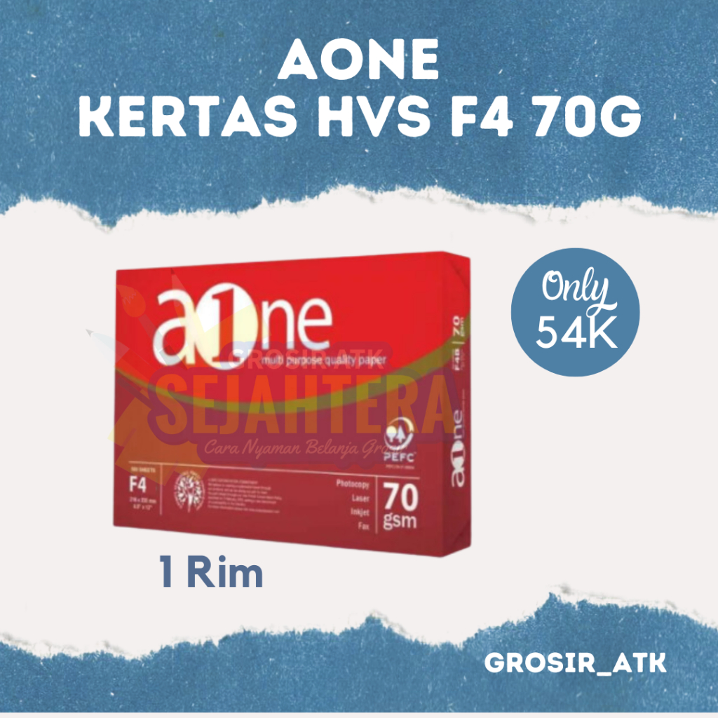 

[RIM] KERTAS FOTOKOPI HVS FOLIO F4 70 GSM GRAM AONE / MAXI BRITE