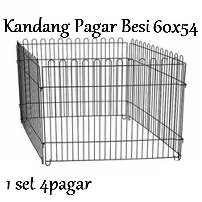1Set 4sisi Kandang Pagar 60x53cm Kandang Kucing Anjing Kelinci Marmut Besi Jeruji Lipat 4 Sisi
