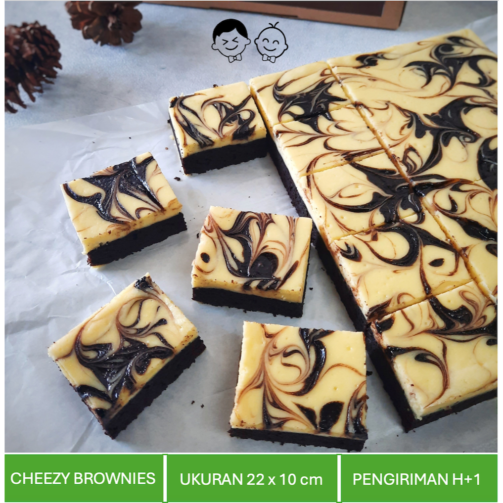 

Brownies Cream Cheese Premium / Brownies Cheese Cake / Brownies Dark Coklat Topping Krim Keju / PO 1 Hari