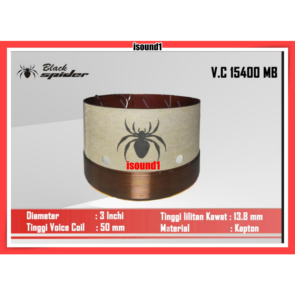 SPULL VOICE COIL SPEAKER 15 INCH BLACK SPIDER SPUL TYPE 15400 MB