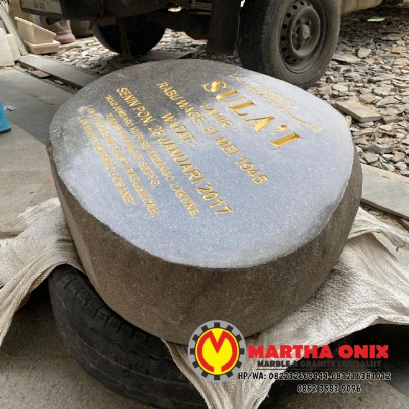 BATU NISAN MAKAM BATU KALI JUMBO UKURAN 60 CM, MAESAN BATU KALI BESAR DIAMETER 60 CM