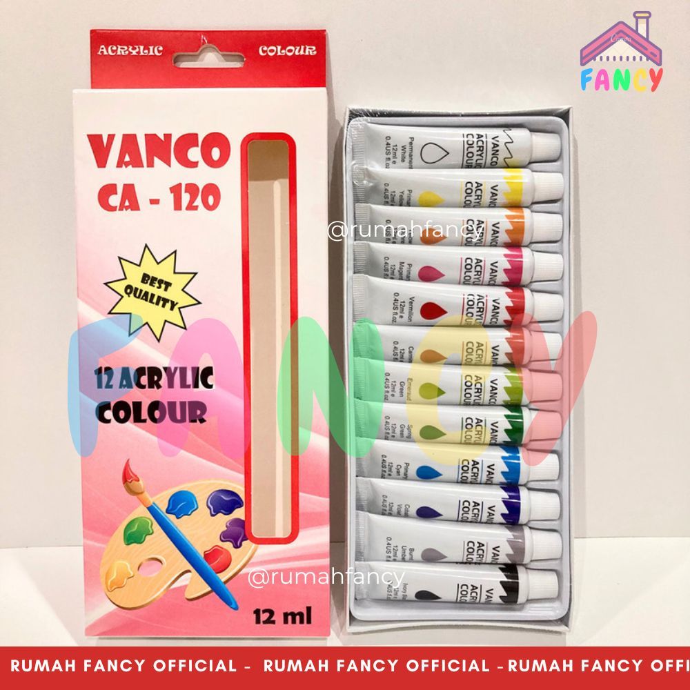 

[1PAK] ISI 12 PCS WARNA Cat Acrylic VANCO CA-120 12 ml / Cat Acrylic Color / Cat Poster Vanco / Cat Minyak / Cat Akrilik untuk Merwanai Canvas Melukis