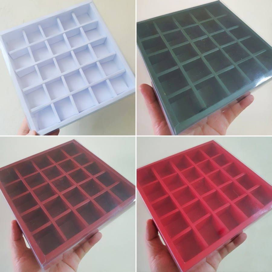 

(5 Pcs) Kotak Kue Lapis Legit Dus Mika Nastar Polos Kemasan Kue Mini Sekat 25 Box Coklat Uk 21x21x3 Cm