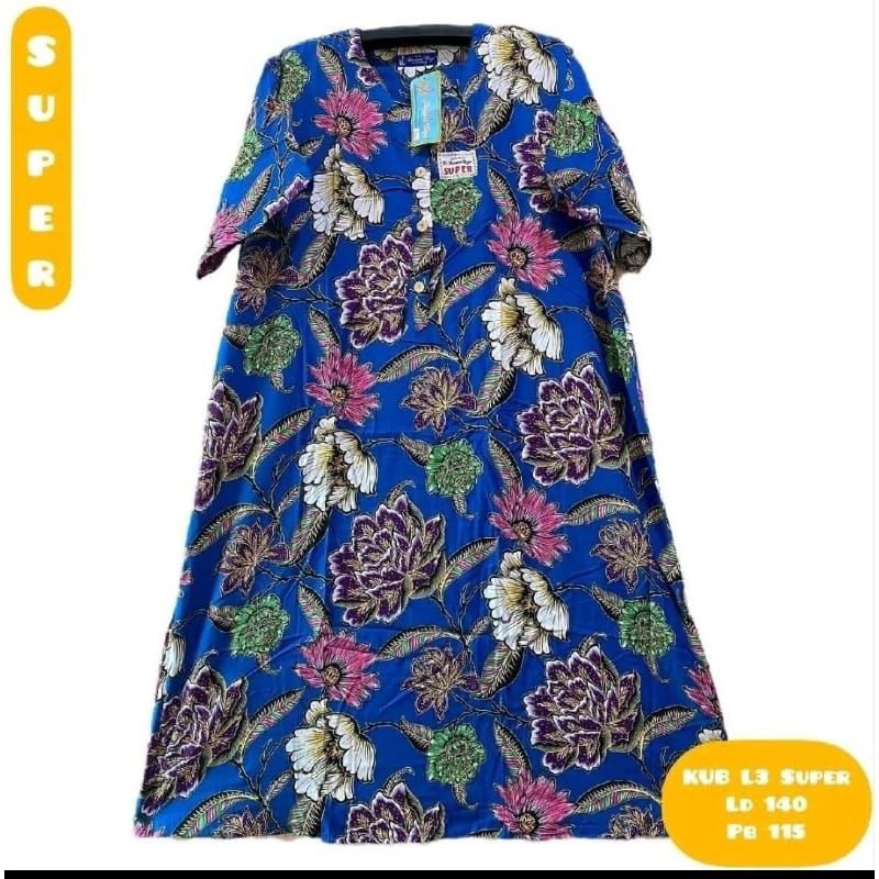 DASTER JUMBO L3 SUPER LENGAN PENDEK LD 140 ORI KENCANA UNGU LABEL BIRU /PAKAIN SANTAI WANITA DEWASA 