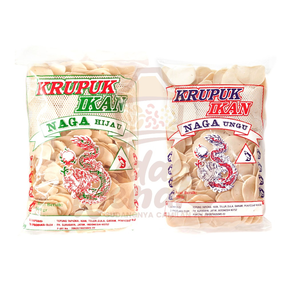 

Krupuk Ikan Naga Hijau / Ungu Kerupuk Mentah Naga 500gr