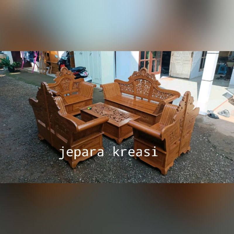 kursi tamu Madura kayu jati Jepara, set kursi tamu kayu jati jepara