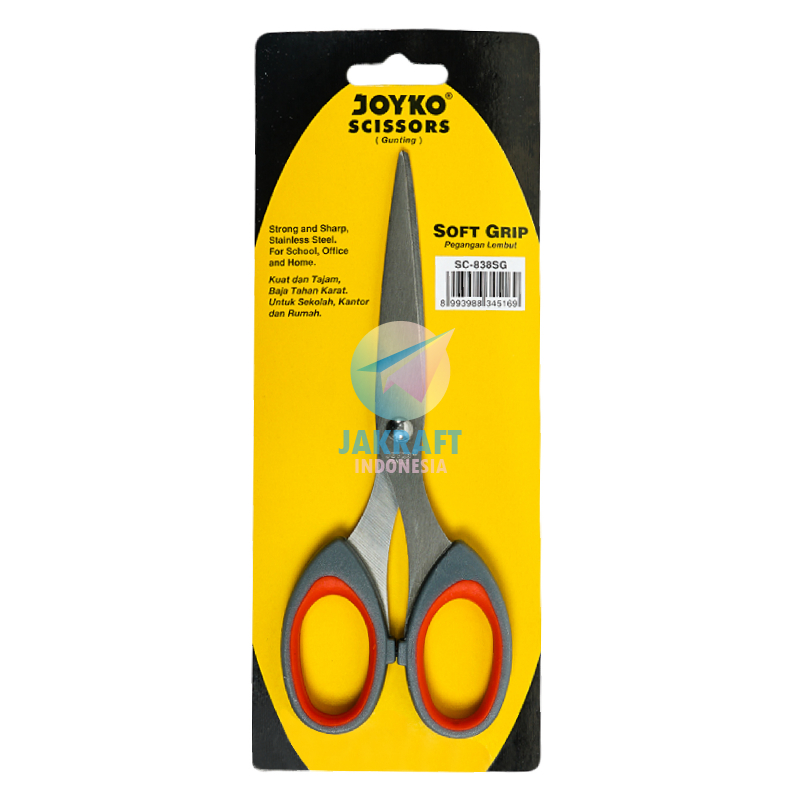 

(1 Pcs) Gunting Kertas Karton Sedang Tajam 16 Cm Gagang Empuk JOYKO SC-838SG Medium Soft Grip Scissors Serbaguna Stainless Steel