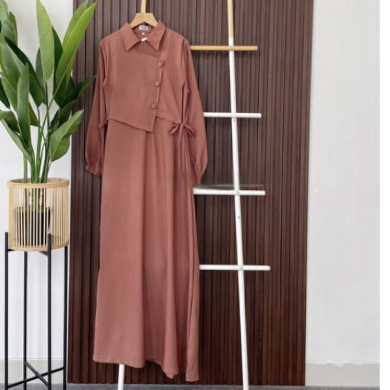 Gamis Maxy // Dress Ied Lebaran Bata Teracota Polos Jumbo Mewah Kekinian Terbaru L XL XXL 2XL 2024