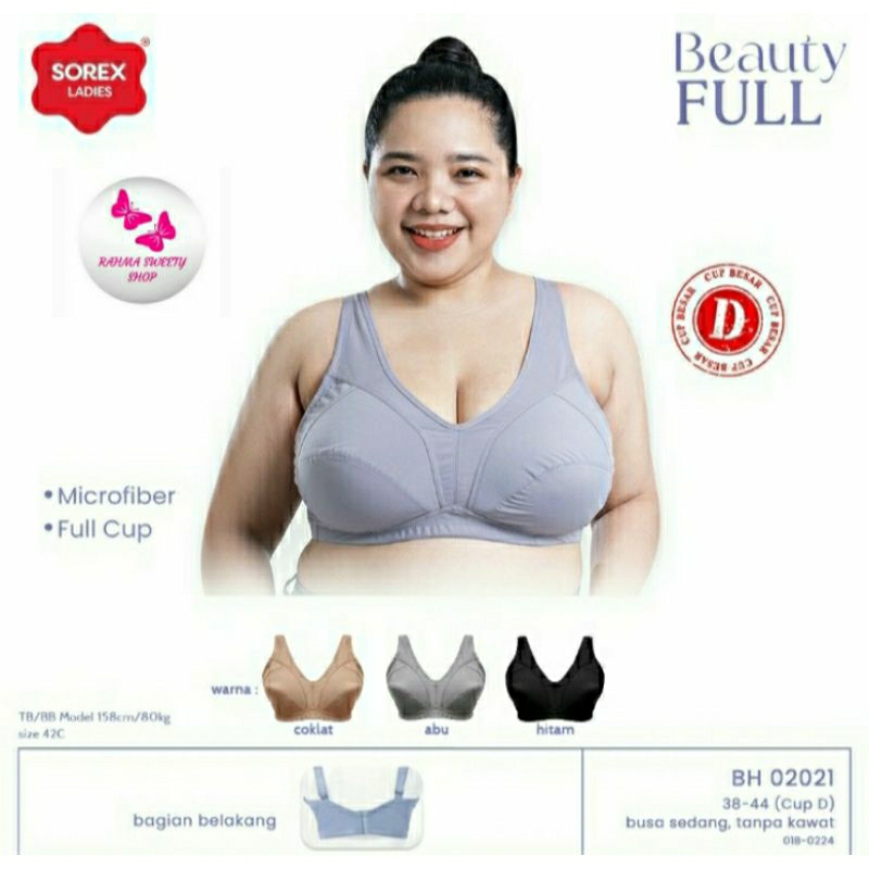 Sorex Beauty Full BH 02021D , 02023D ,02025D Tanpa Kawat tanpa busa ( 38- 44 )