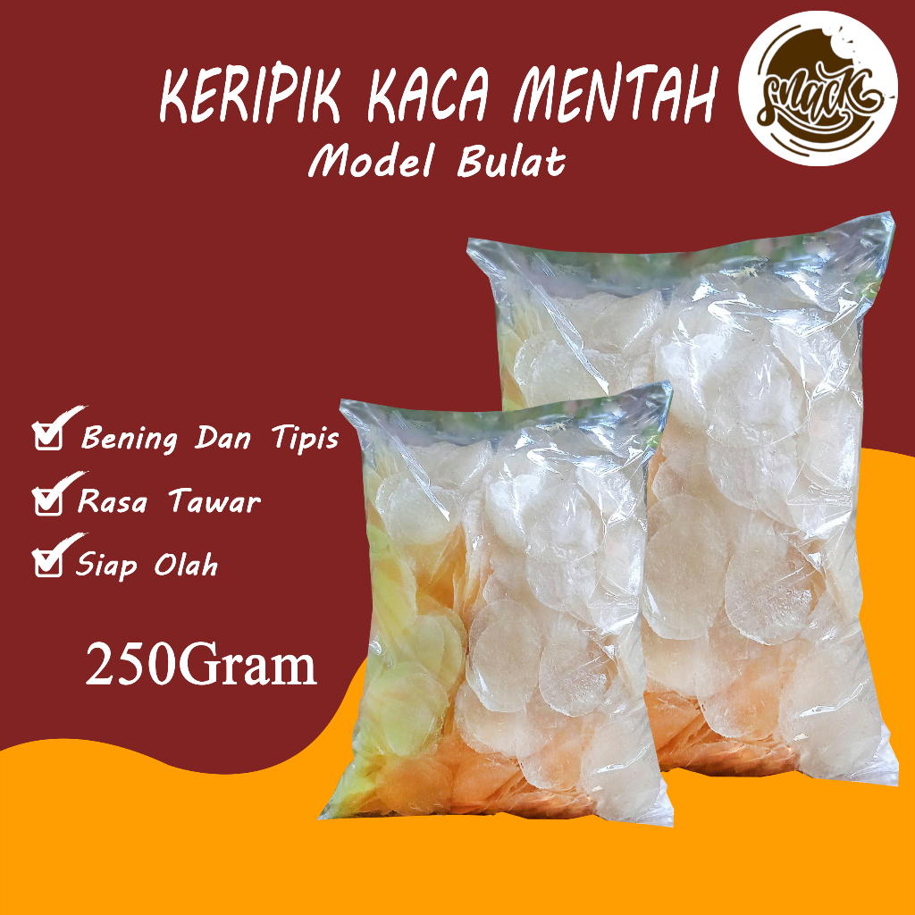 

Keripik Kaca Mentah Bulat Kemasan 250 Gram Tipis