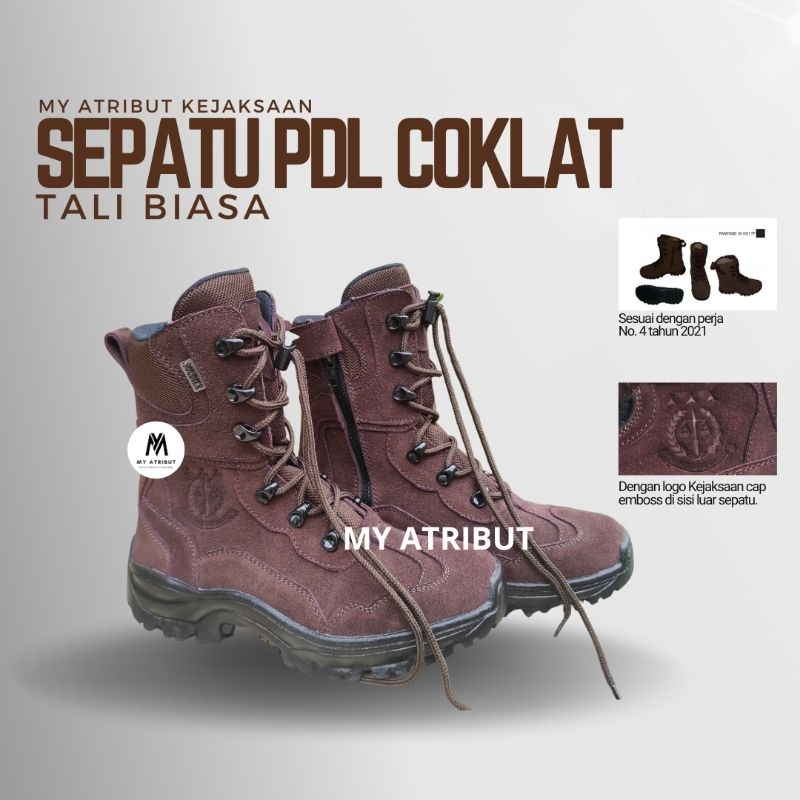 Sepatu PDL Cokelat Kejaksaan Tali Biasa | Sepatu PDL Kejaksaan Sesuai Perja