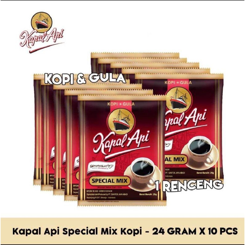 

kopi kapal api plus gula 1renceng 10pcs