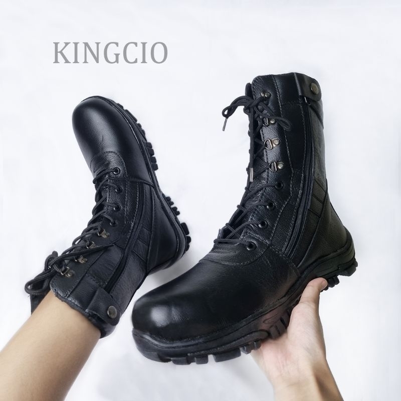 sepatu safety pria pdl kulit asli ujung besi