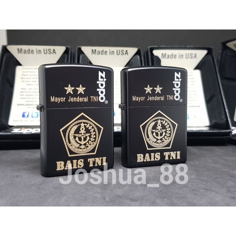 Zippo Korek Api Custom Ukir Logo BAIS TNI Bisa Ukir Nama Sendiri