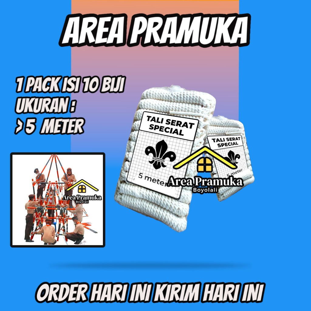 

1 pack Tali Pramuka serat 5 meter isi 10 biji