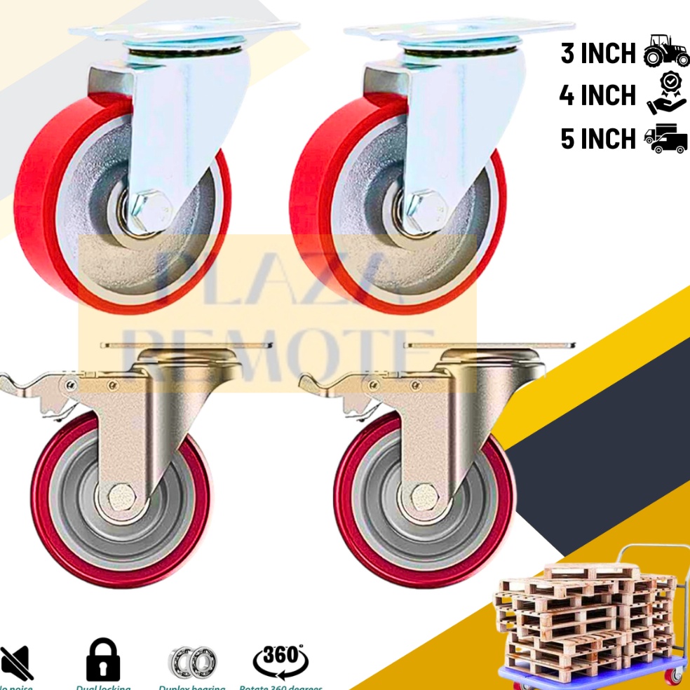 Harga TERMURAAH RODA TROLY HEAVY DUTY SET 3 4 5 INCH IRON CASTER FULL BESI BEBAN BERAT UP TO 4 KG