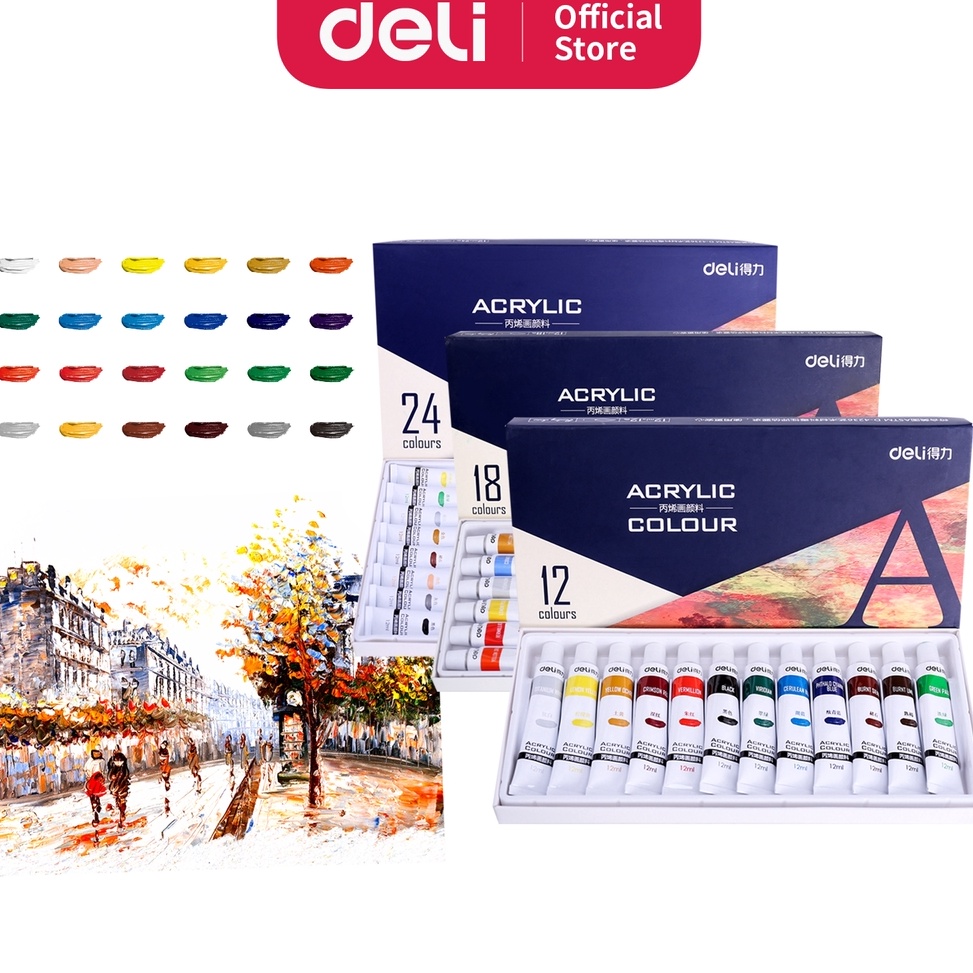 

Deli cat akrilik 121824 warna cepat kering dan halus 73856 7387 73858 ART X5Z3