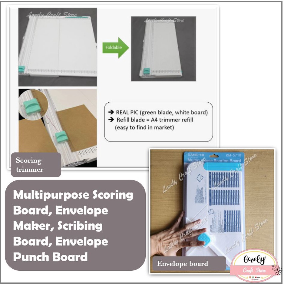 

LovelyCraftStore 2in1 Multipurpose Scoring Board Creasing Board Trimmer A4 Paper Trimmer dan Scoring Board Trimmer Pemotong Kertas Creaser Envelope Board Punch ART C2L1