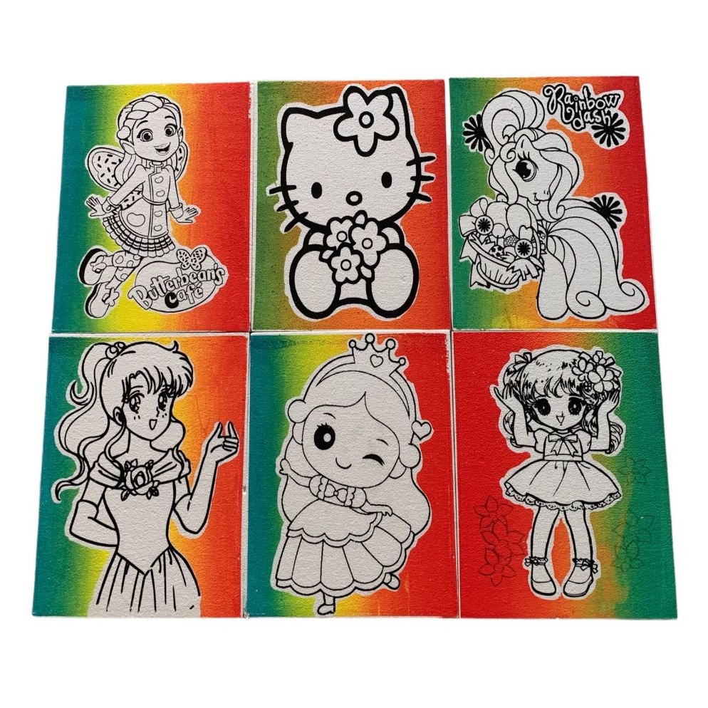 

25 Pcs Tanpa Lis Rainbow Sterofoam Lukis uk 3x4 Sterofoam Mewarnai Gabus Lukis Pasar Malam ART G8O3