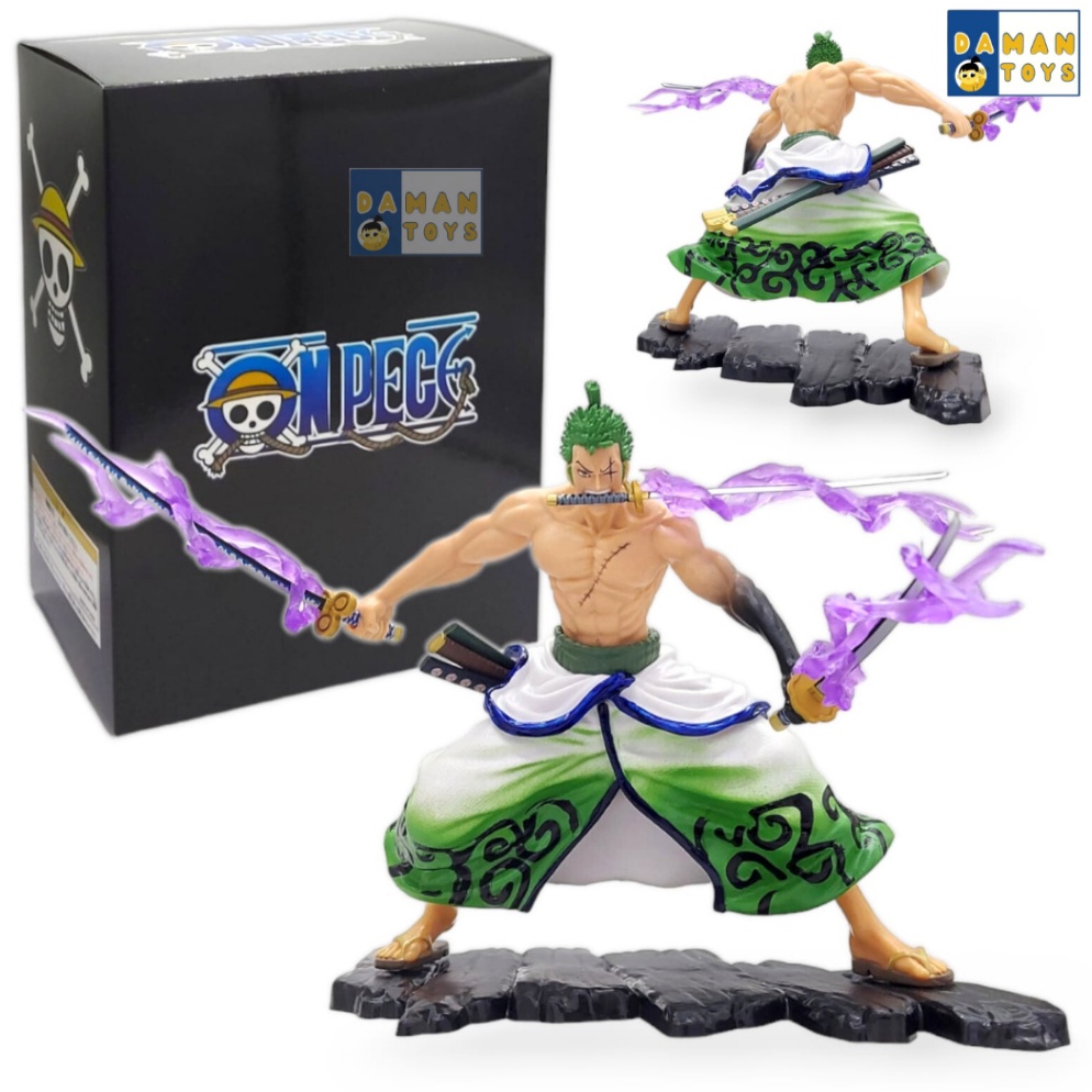 Action Figure Anime One Piece Roronoa Zoro Threeblade Patung Pajangan Koleksi ART W4P9