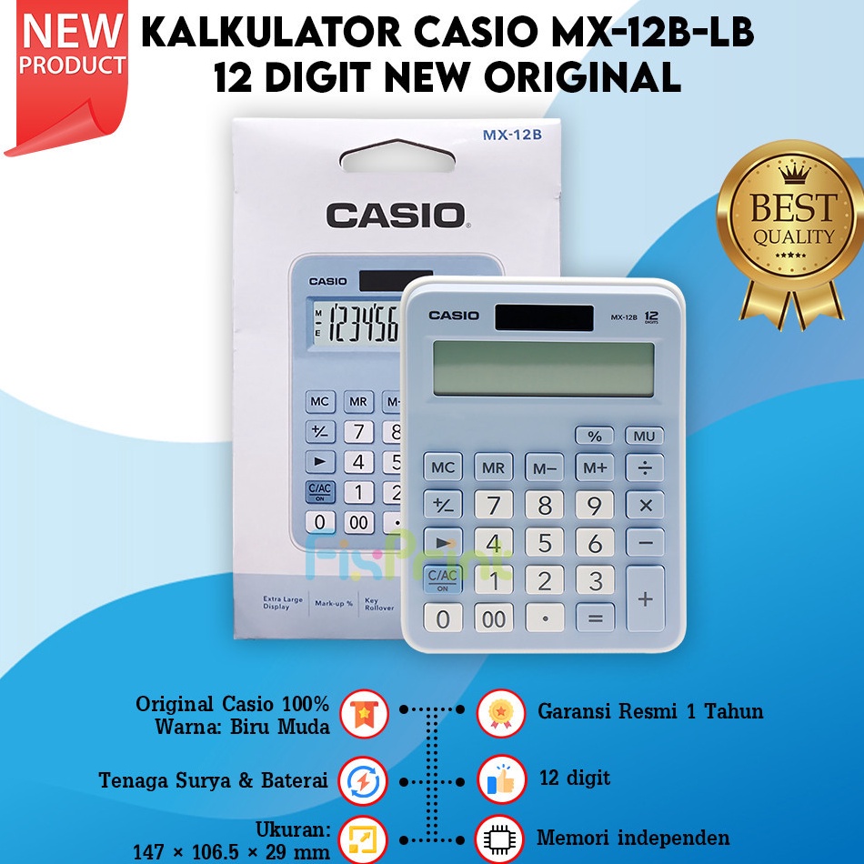 

Kalkulator Casio MX12B Calculator Desktop MX 12B 12 Digits Warna Lucu Pink Putih Biru Muda Hijau Hitam Office New Original ART I1B5