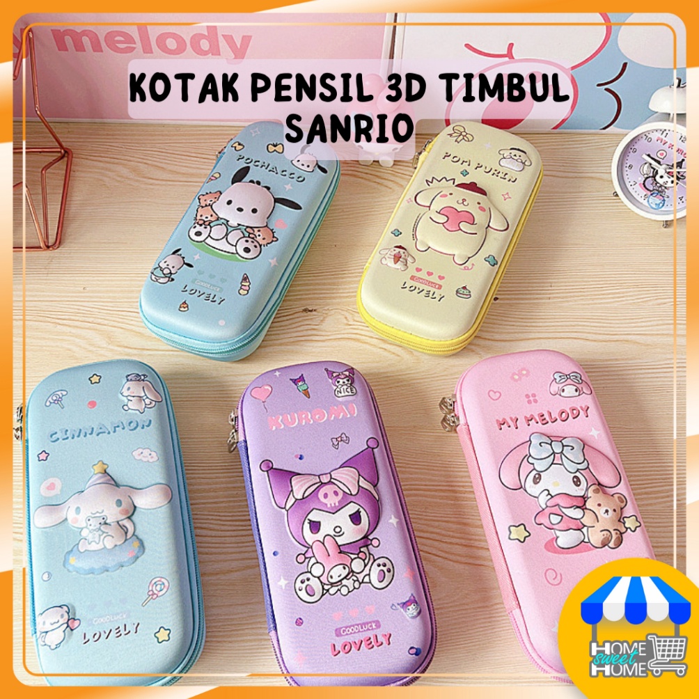 

Kotak Tempat Pensil Sanrio 3D Timbul EVA Pencil case Kuromi Hello Kitty Melody Anak Sekolah Karakter Lucu ART A4W9