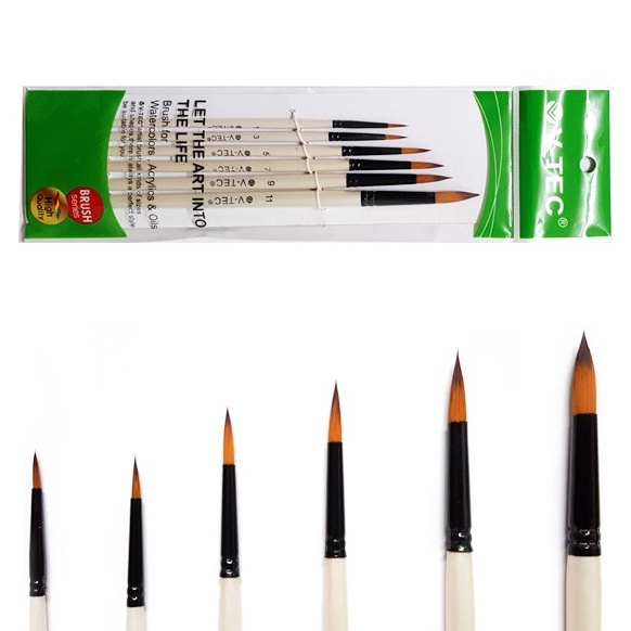 

VTec Round Brush 18H Set 6 Kuas Lukis Set 6 ART D1S3