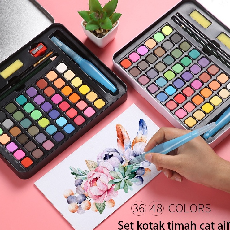 

Anakanak Kombinasi Kuas Set Bisa Dicuci Seni Lukisan Alat Pemula 3648 Warna Bedak Padat Kue Cat Air Cat Set Hadiah Alat Tulis ART W5O9