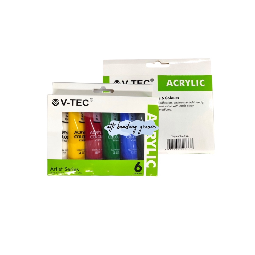 

Cat Akrilik VTEC VT635 Acrylic Colours 6 Warna x 35 ML Set ART U7D6