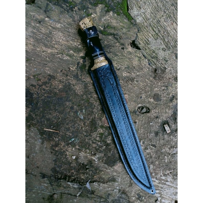 Damaskus sembelih sarung kulit