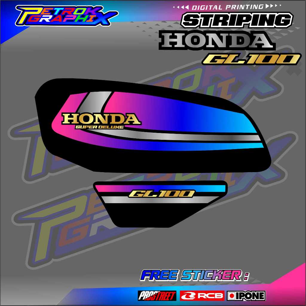 STRIPING VARIASI MOTOR HONDA GL 100 / STICKER LIST MOTOR HONDA GL 100