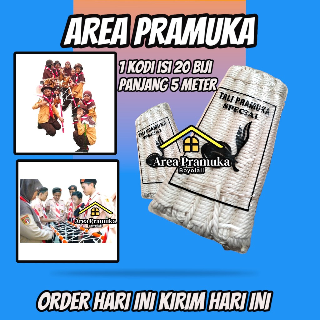 Grosir (20pcs) tali pramuka serat lurus 5 meter / tali tambang pramuka serat lurus
