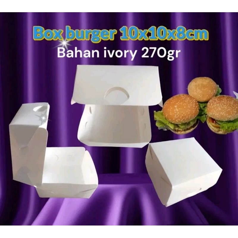 Dus Burger/Box Burger/Kemasan Burger/Wadah Burger/Tempat Burger Polos putih ivory isi 50pcs