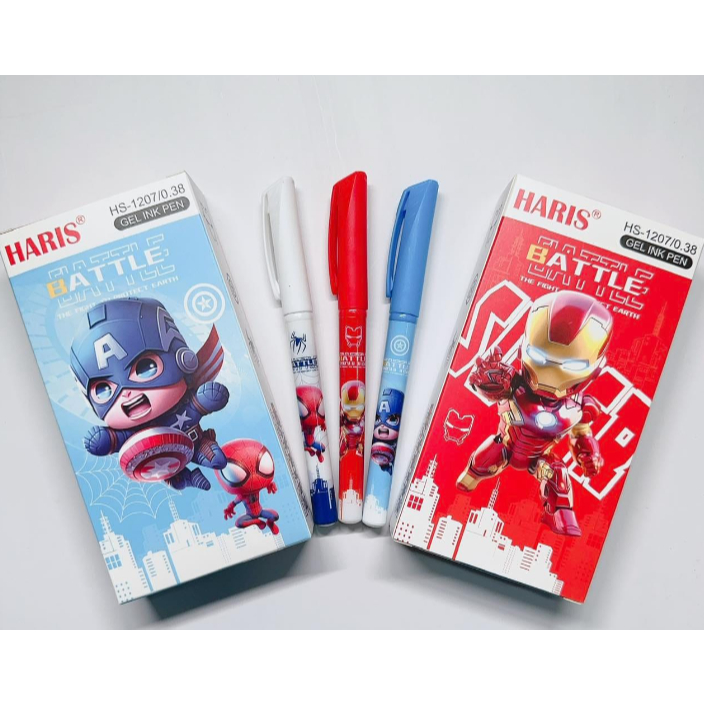 

(12pc) Pulpen Gel Ink Super Hero Avenger 0.5mm - Pena Pen Tinta Cair Alat Tulis Kantor Sekolah