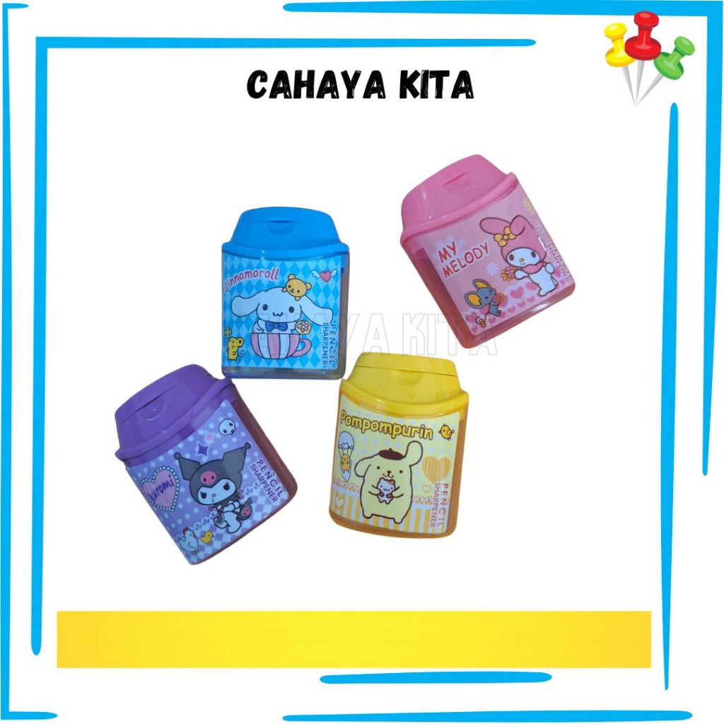 

Fancy Sharpener Sanrio (7048) Pengserut Tertutup Rautan Serutan Pensil 2 Lubang Warna Warni Tajam