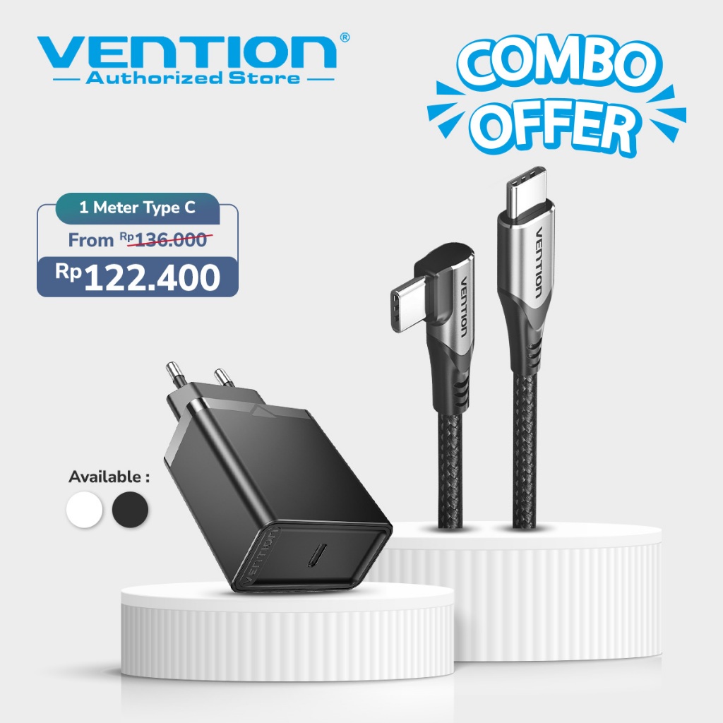 Parcel Gadget Vention Adaptor Kepala Charger Kabel Data Fast Charging Android iPhone MFI