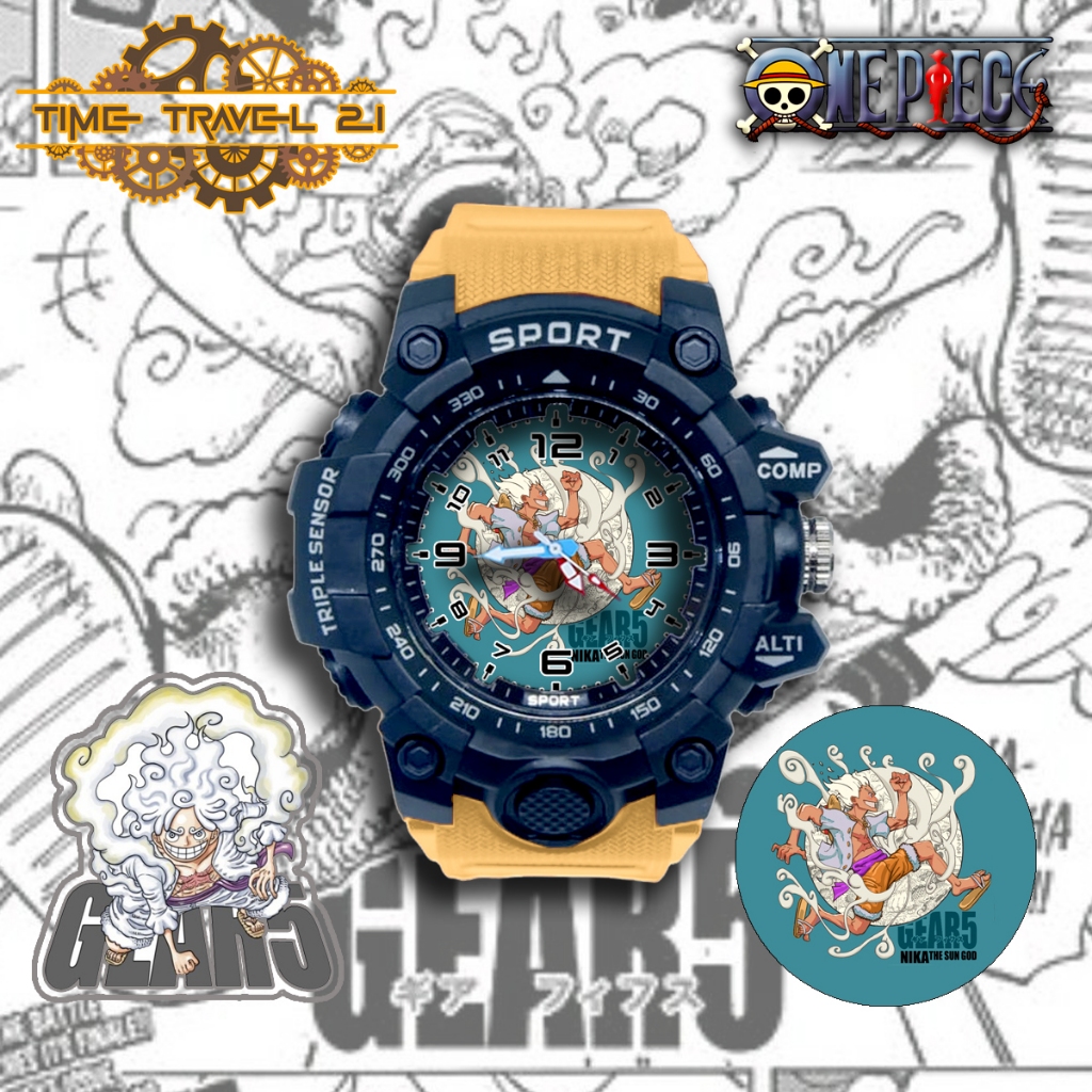 Jam Tangan Anak ONE PIECE LUFFY GEAR 5 Strap Ruber Sporty Anti Air /Jam Tangan Sport 01X7SP06