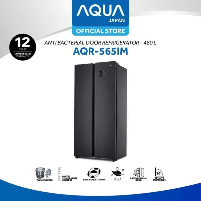 AQUA KULKAS SIDE BY SIDE AQR-565IM-GB 540L AQR-565IM INVERTER AQR 565 IM