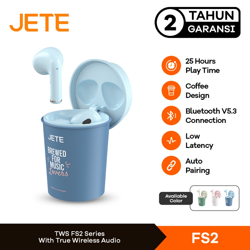 TWS Coffee Cup Bluetooth 5.3 JETE FS2 - Earbuds Headset Bluetooth - Garansi 2 Tahun