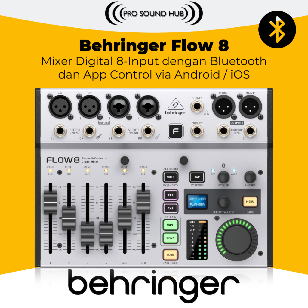 Behringer FLOW 8 Flow8 Mixer Digital USB Audio Interface Soundcard 8 Input 4 Channel