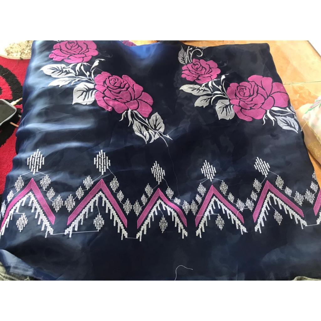 KAIN ORGANZA BORDIR MOTIF BUNGA MAWAR