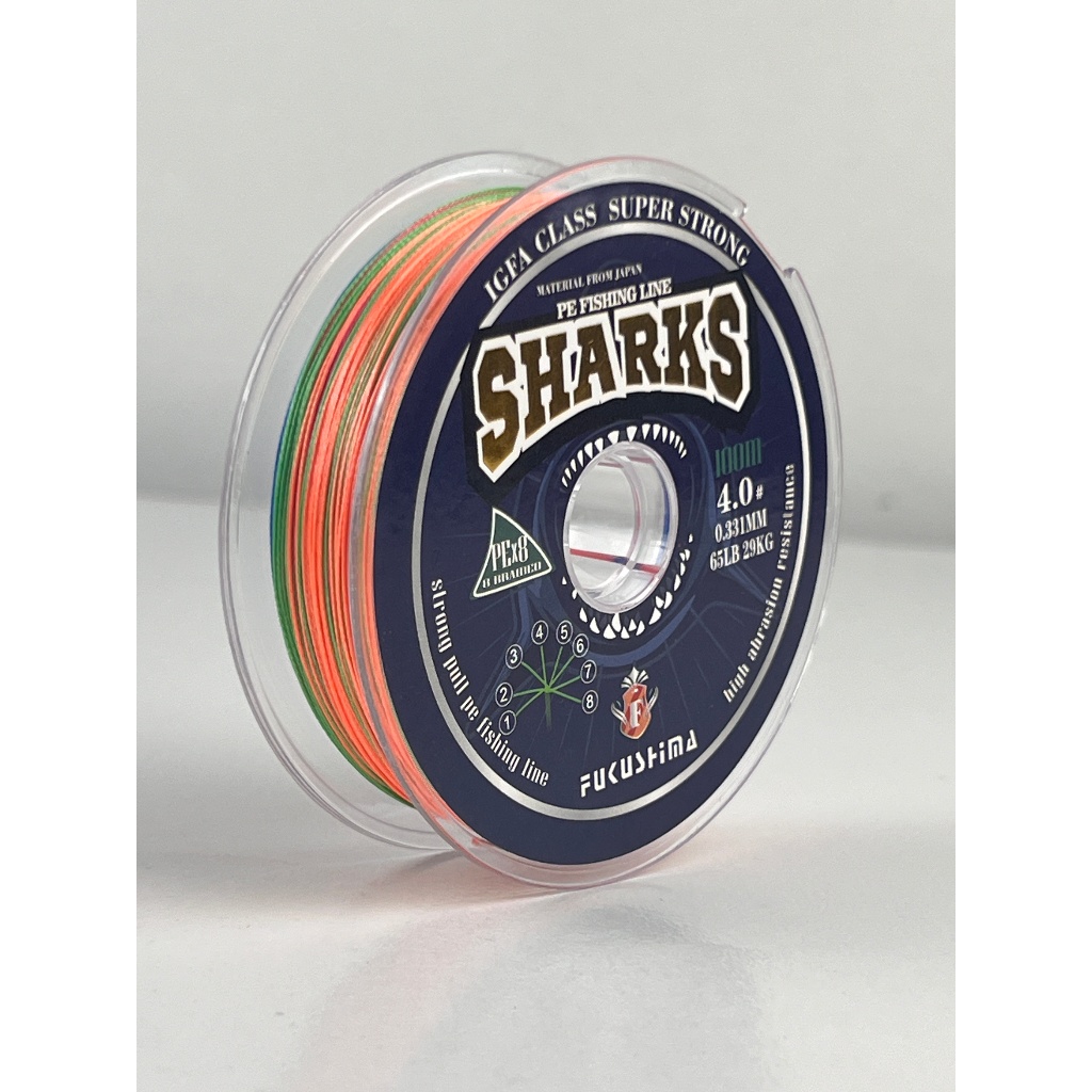 Benang Senar Pancing PE X8 100 Meter Warna Warni Fukushima Sharks Connecting 1000 Meter