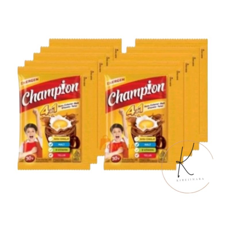 

Energen champion 4 in 1. susu coklat 30gr 1 renceng