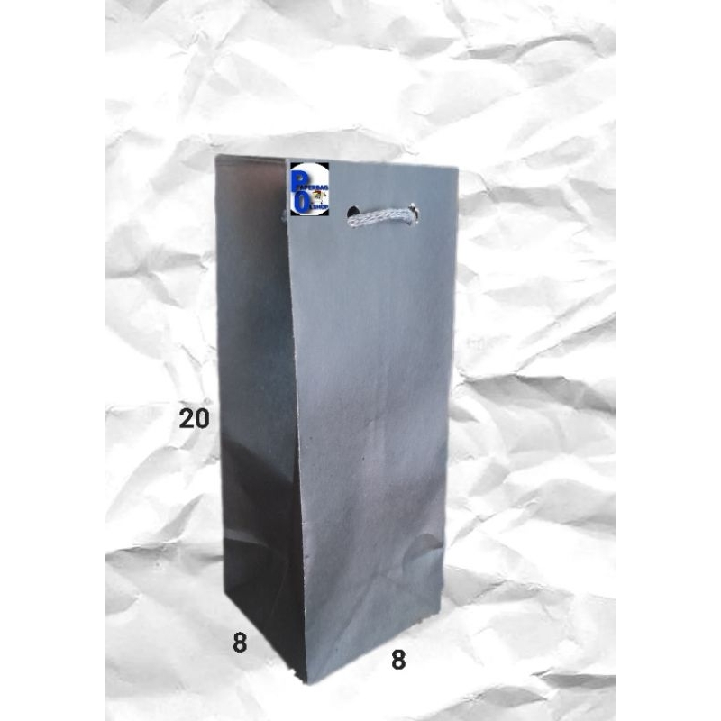 

paperbag botol gelas/muc 8x8x20 black isi 12 pc